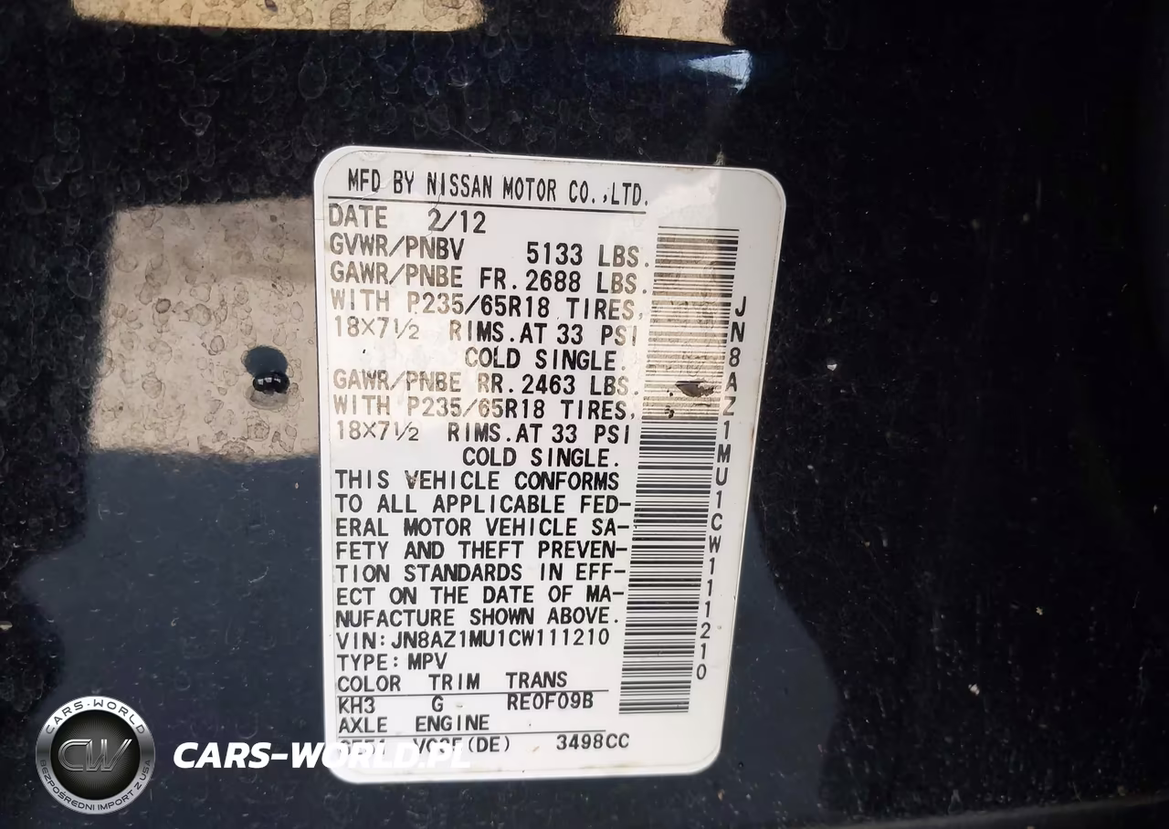 2012 Nissan Murano S VIN:JN8AZ1MU1CW111210 - 9