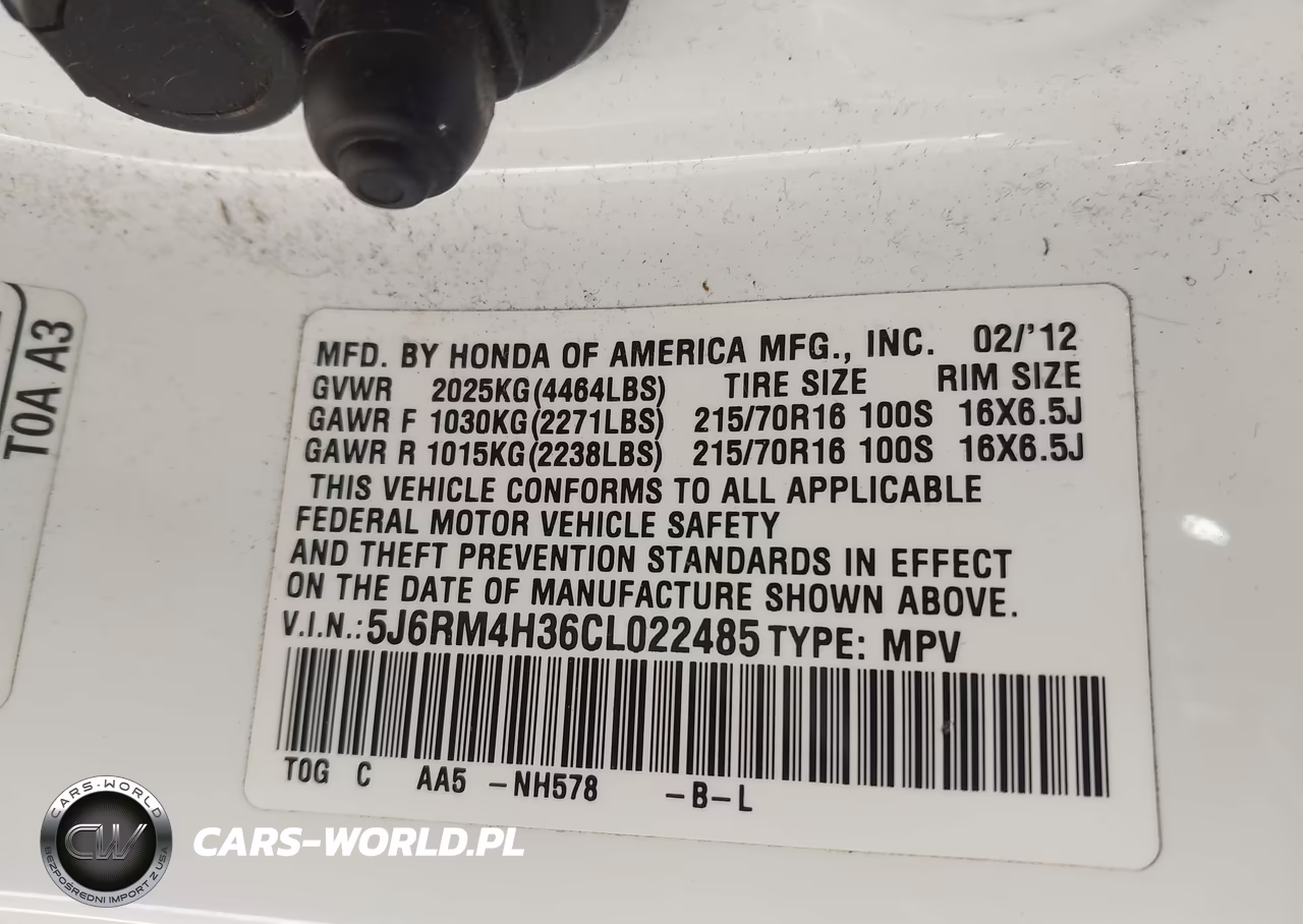 2012 Honda Cr-V Lx VIN:5J6RM4H36CL022485 - 9