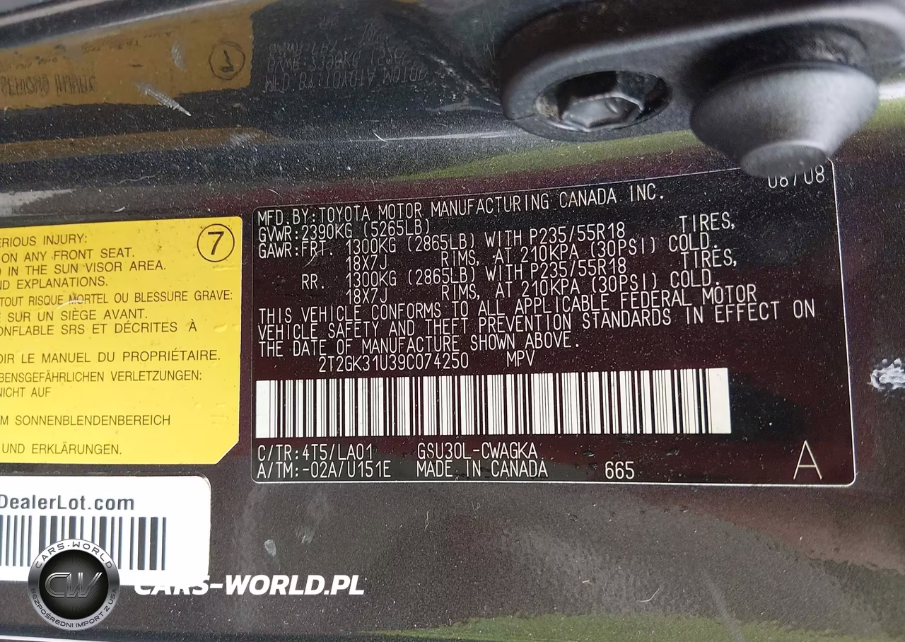 2009 Lexus Rx 350 VIN:2T2GK31U39C074250 - 9