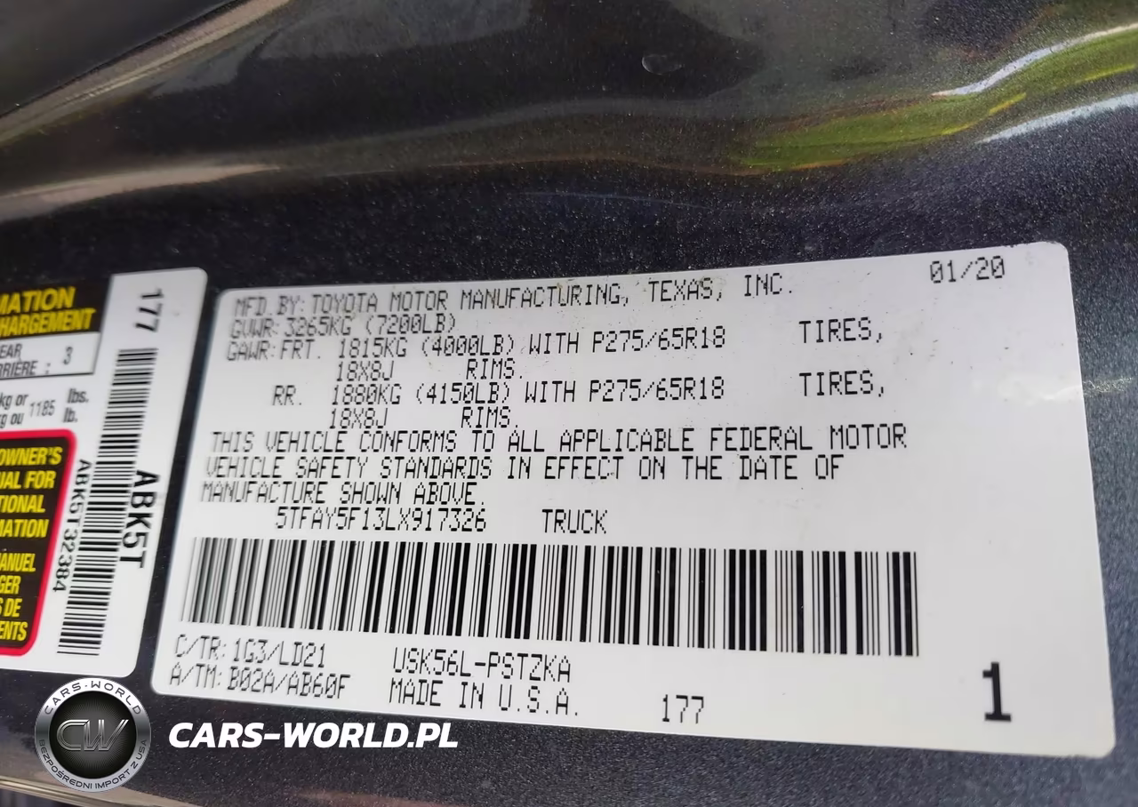 2020 Toyota Tundra 1794 Edition VIN:5TFAY5F13LX917326 - 9
