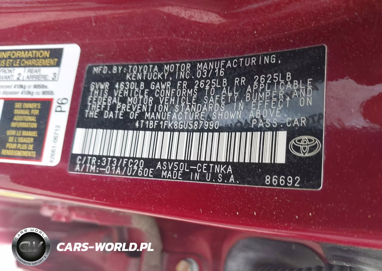 2016 Toyota Camry Le VIN:4T1BF1FK8GU587990 - 9