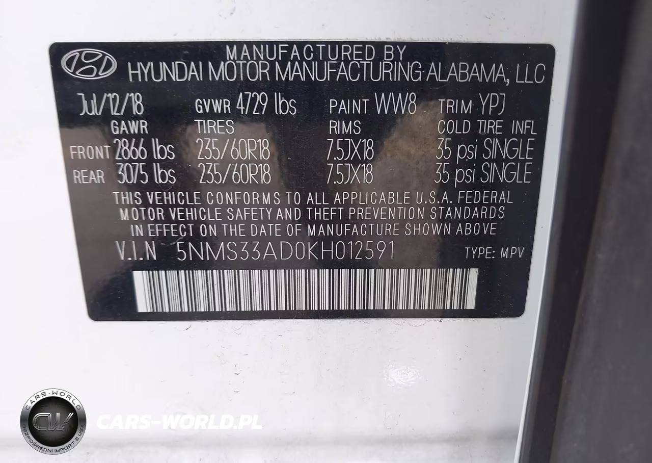 2019 Hyundai Santa Fe Sel Plus VIN:5NMS33AD0KH012591 - 9