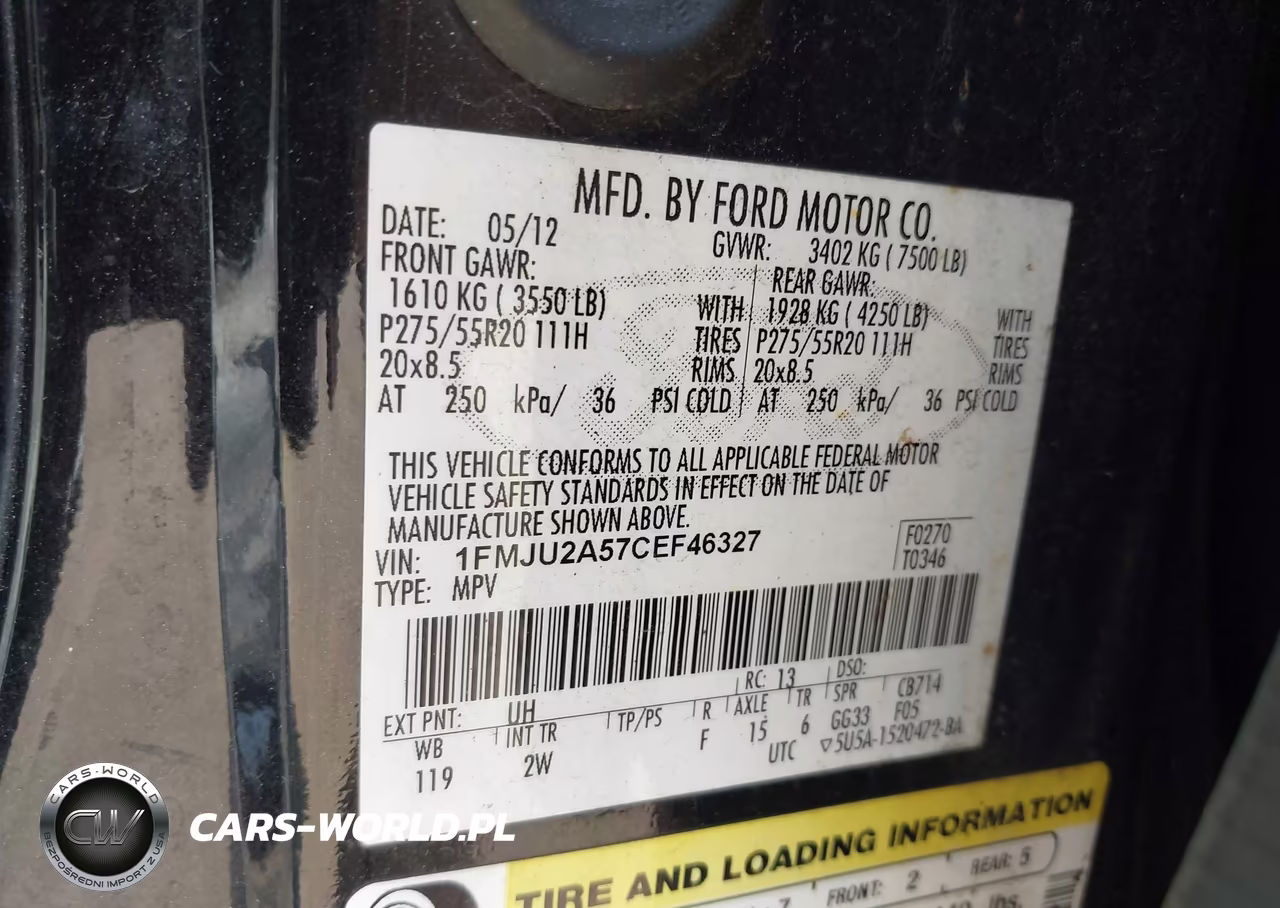 2012 Ford Expedition Limited VIN:1FMJU2A57CEF46327 - 9