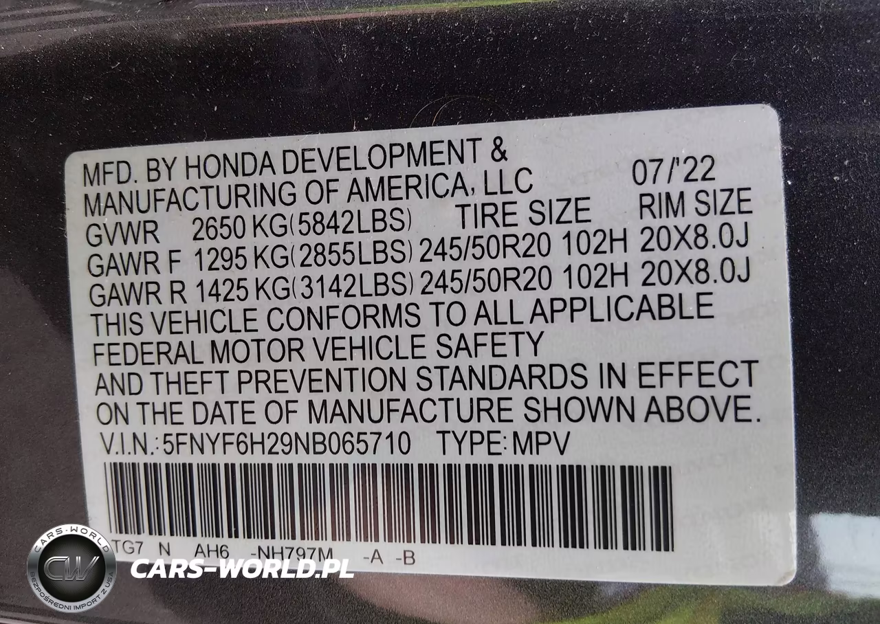 2022 Honda Pilot Awd Special Edition VIN:5FNYF6H29NB065710 - 9
