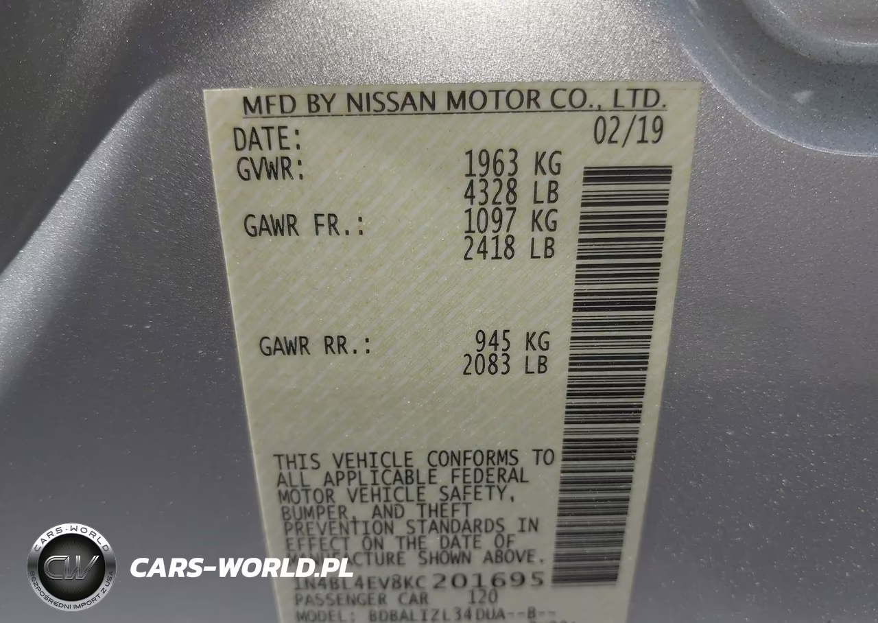 2019 Nissan Altima 2.5 Sl VIN:1N4BL4EV8KC201695 - 9