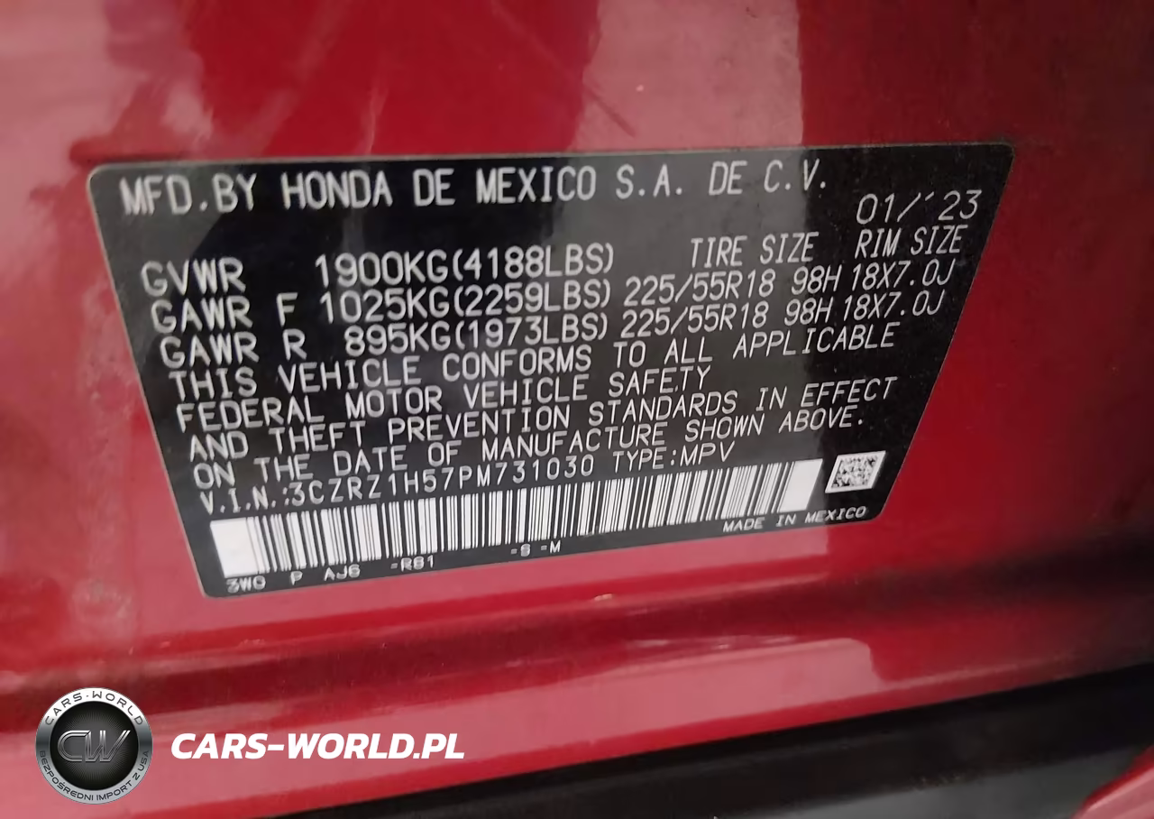 2023 Honda Hr-V 2Wd Sport VIN:3CZRZ1H57PM731030 - 9