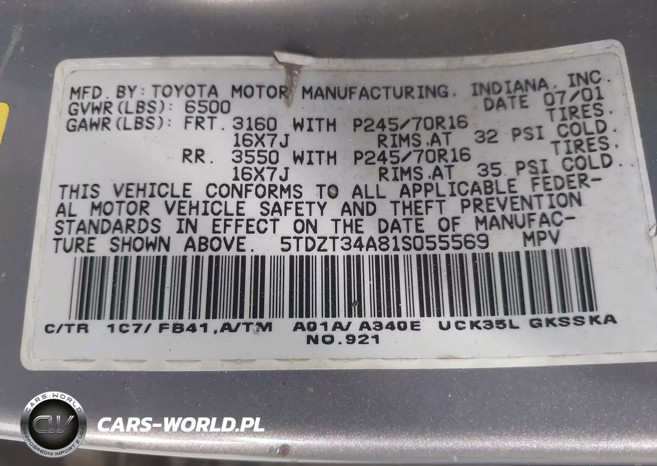 2001 Toyota Sequoia Sr5 V8 VIN:5TDZT34A81S055569 - 9