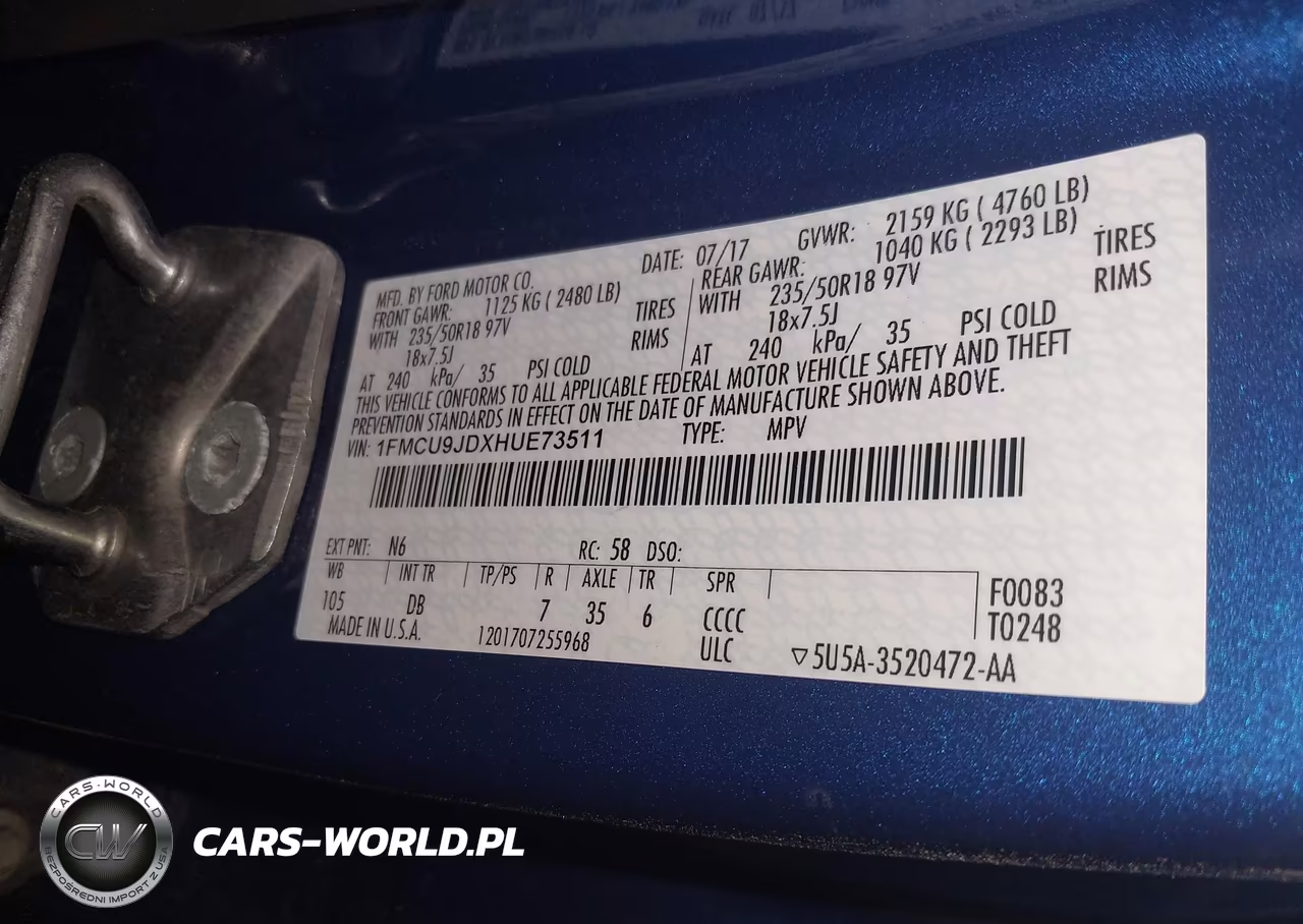 2017 Ford Escape Titanium VIN:1FMCU9JDXHUE73511 - 9