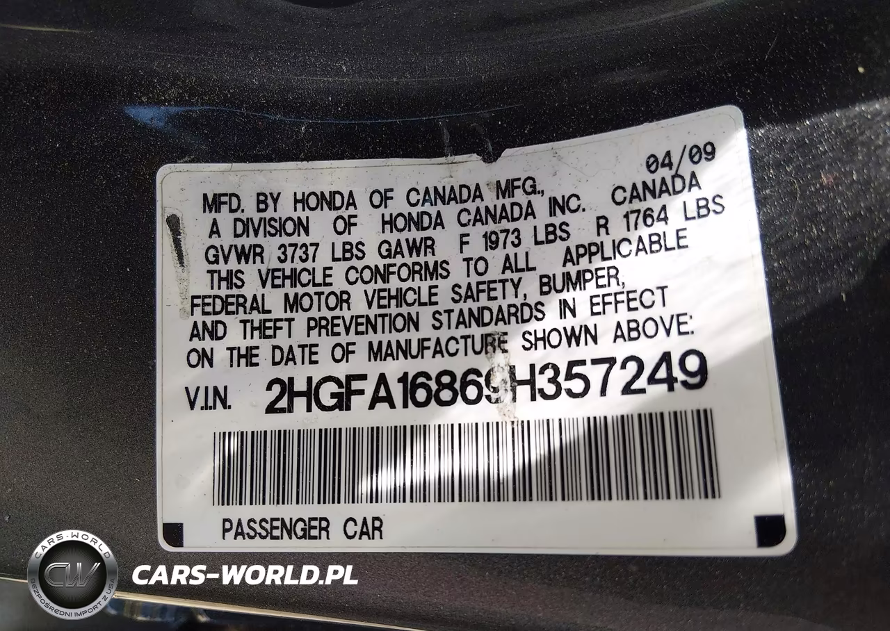 2009 Honda Civic Ex VIN:2HGFA16869H357249 - 9