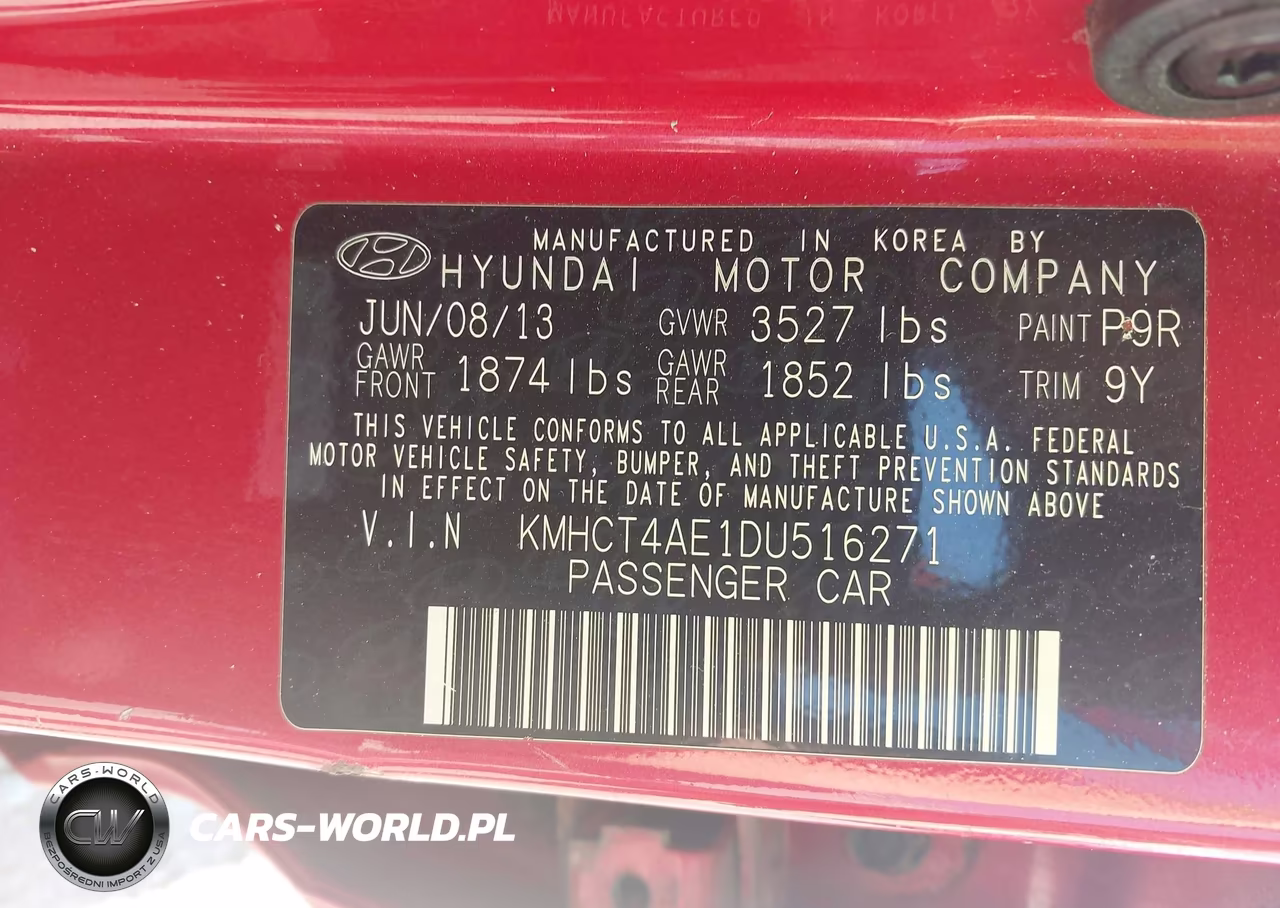 2013 Hyundai Accent Gls VIN:KMHCT4AE1DU516271 - 9