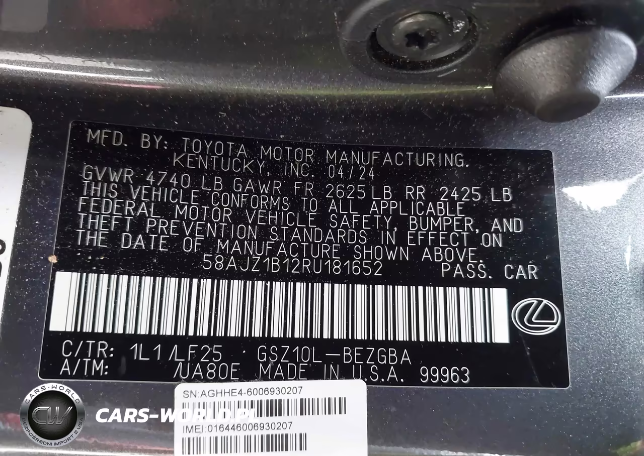 2024 Lexus Es 350 F Sport Handling VIN:58AJZ1B12RU181652 - 9