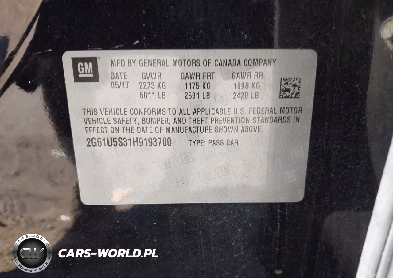 2017 Cadillac Xts W20 Livery Package VIN:2G61U5S31H9193700 - 9