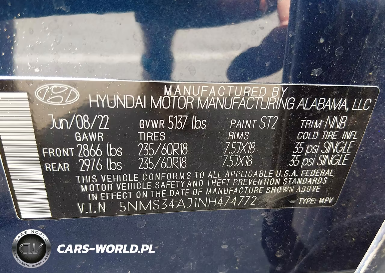 2022 Hyundai Santa Fe Sel VIN:5NMS34AJ1NH474772 - 9