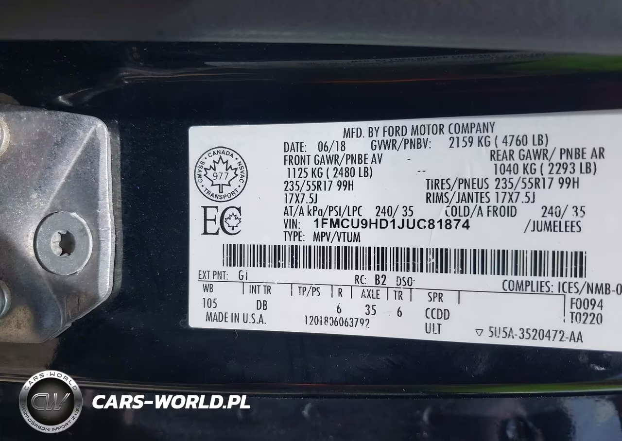 2018 Ford Escape Sel VIN:1FMCU9HD1JUC81874 - 9