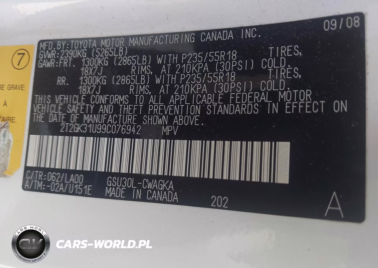 2009 Lexus Rx 350 VIN:2T2GK31U99C076942 - 9