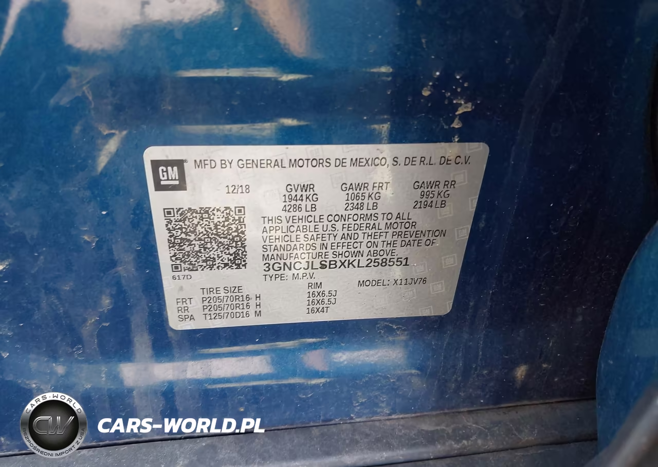 2019 Chevrolet Trax Lt VIN:3GNCJLSBXKL258551 - 9