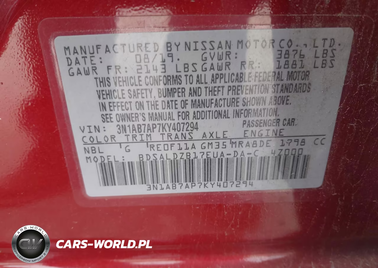 2019 Nissan Sentra Sv VIN:3N1AB7AP7KY407294 - 9