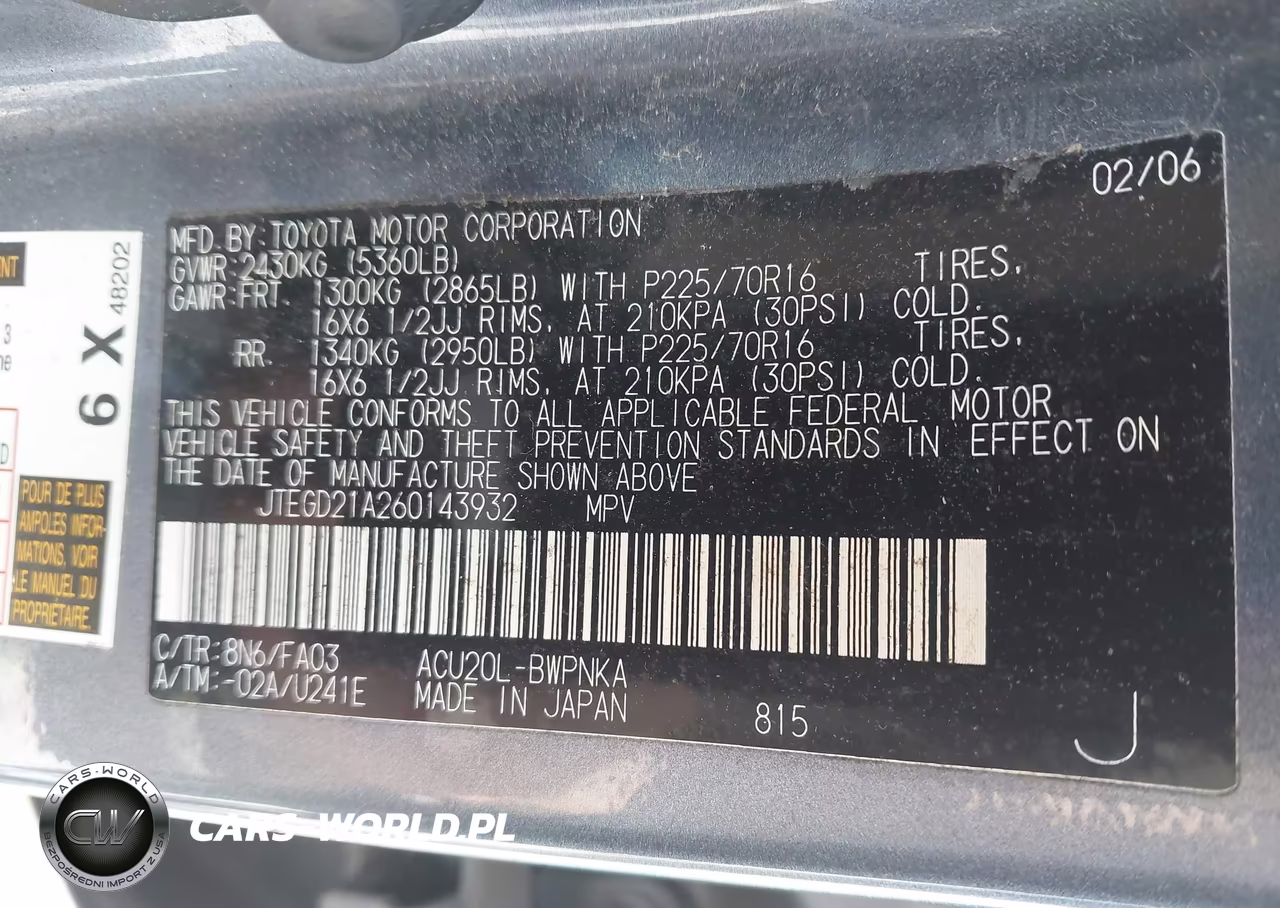 2006 Toyota Highlander VIN:JTEGD21A260143932 - 9