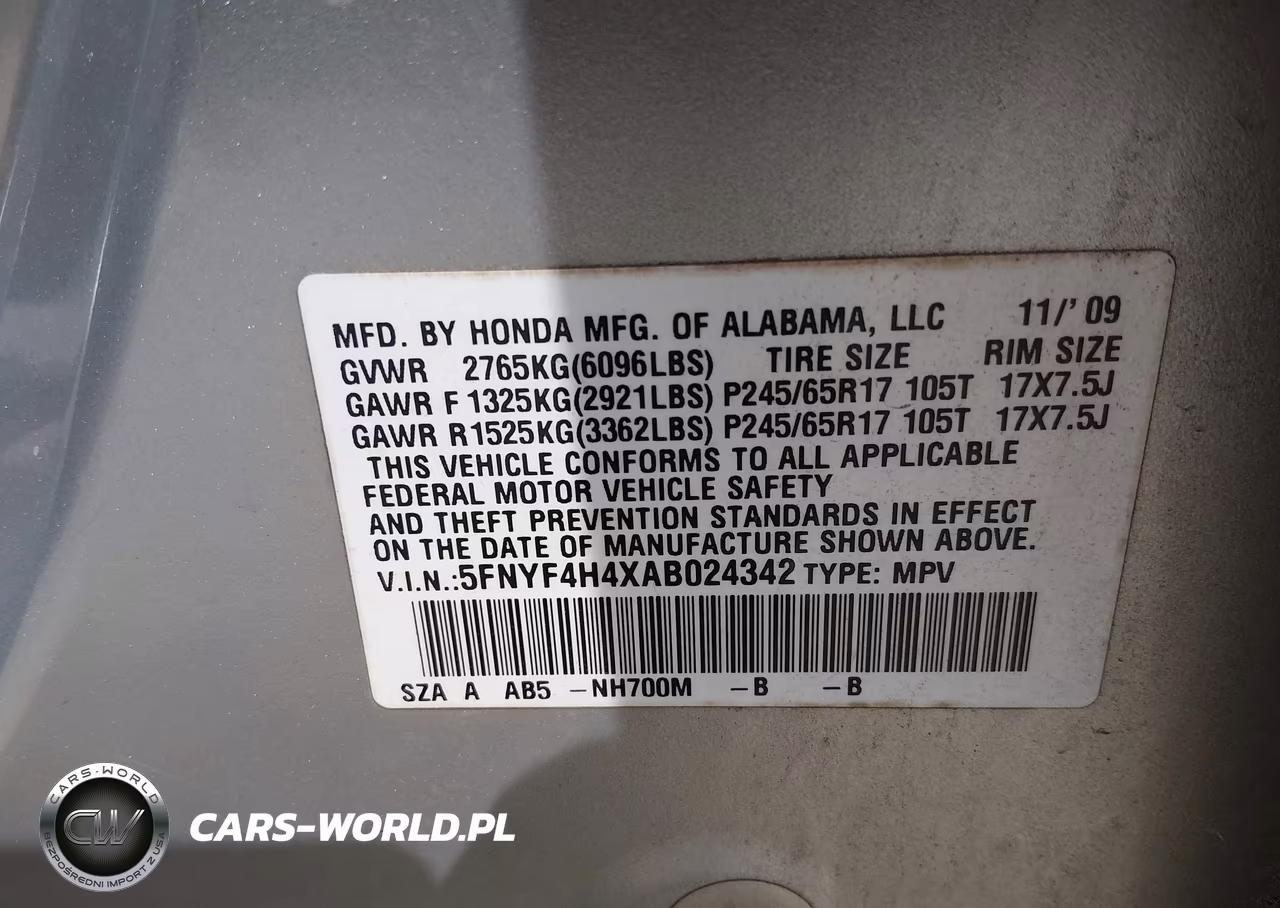 2010 Honda Pilot Ex VIN:5FNYF4H4XAB024342 - 9