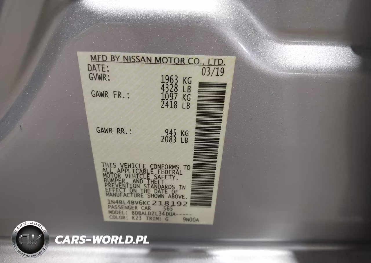 2019 Nissan Altima 2.5 S VIN:1N4BL4BV6KC218192 - 9