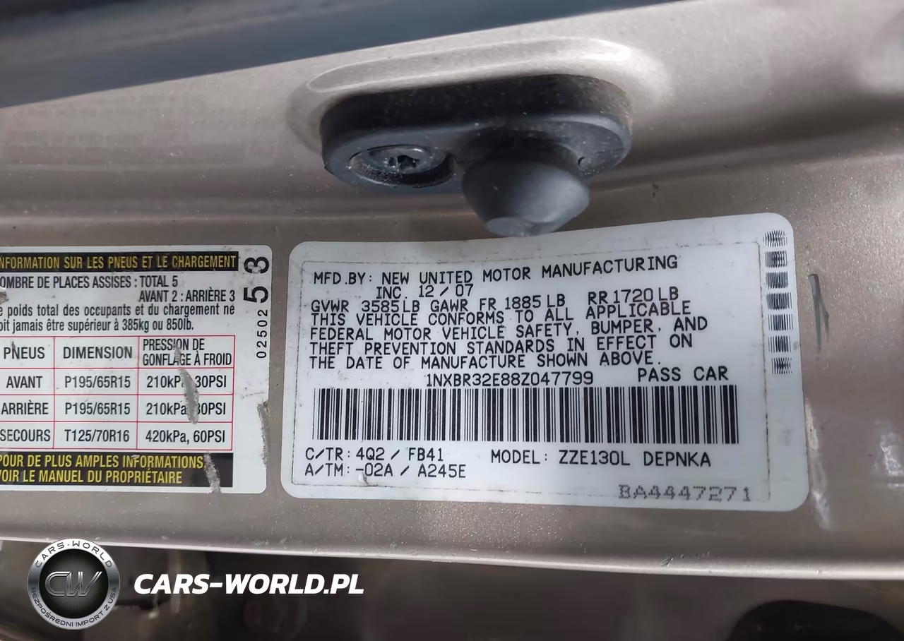 2008 Toyota Corolla Le VIN:1NXBR32E88Z047799 - 9