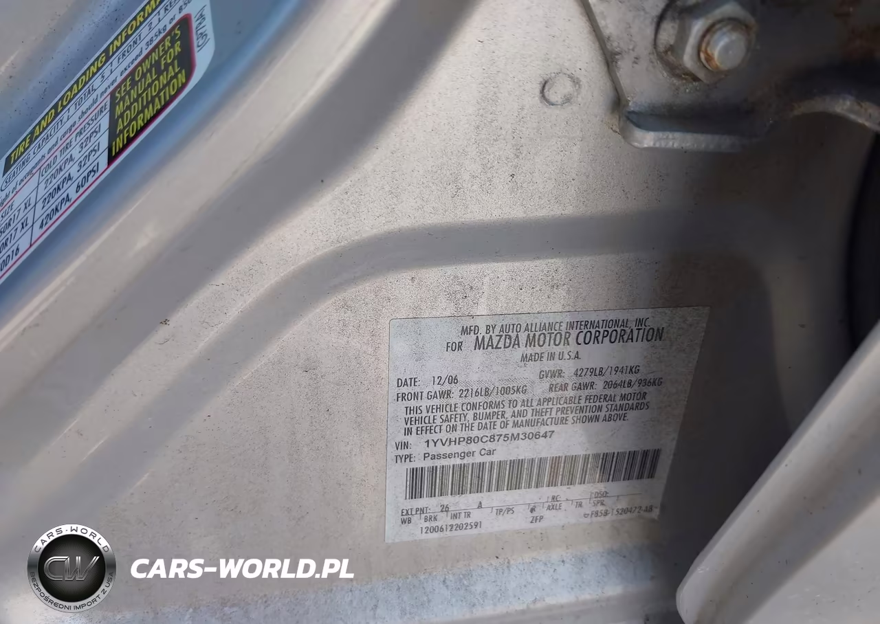 2007 Mazda Mazda6 I Sport Ve VIN:1YVHP80C875M30647 - 9