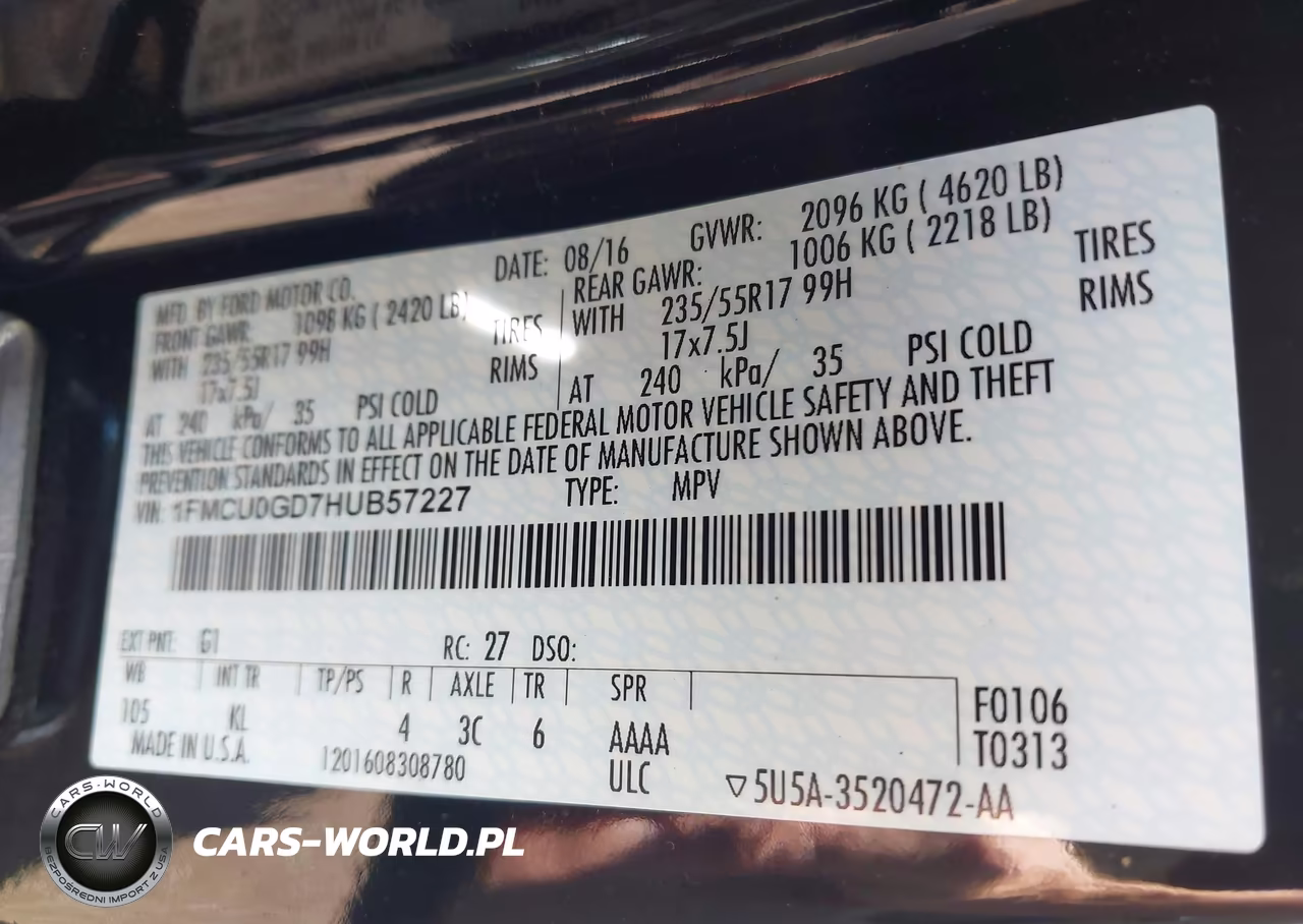 2017 Ford Escape Se VIN:1FMCU0GD7HUB57227 - 9