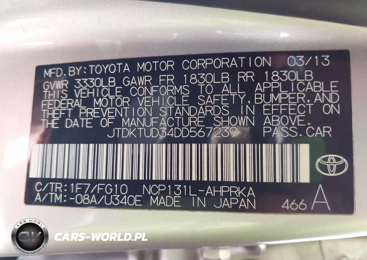 2013 Toyota Yaris Le VIN:JTDKTUD34DD567239 - 9