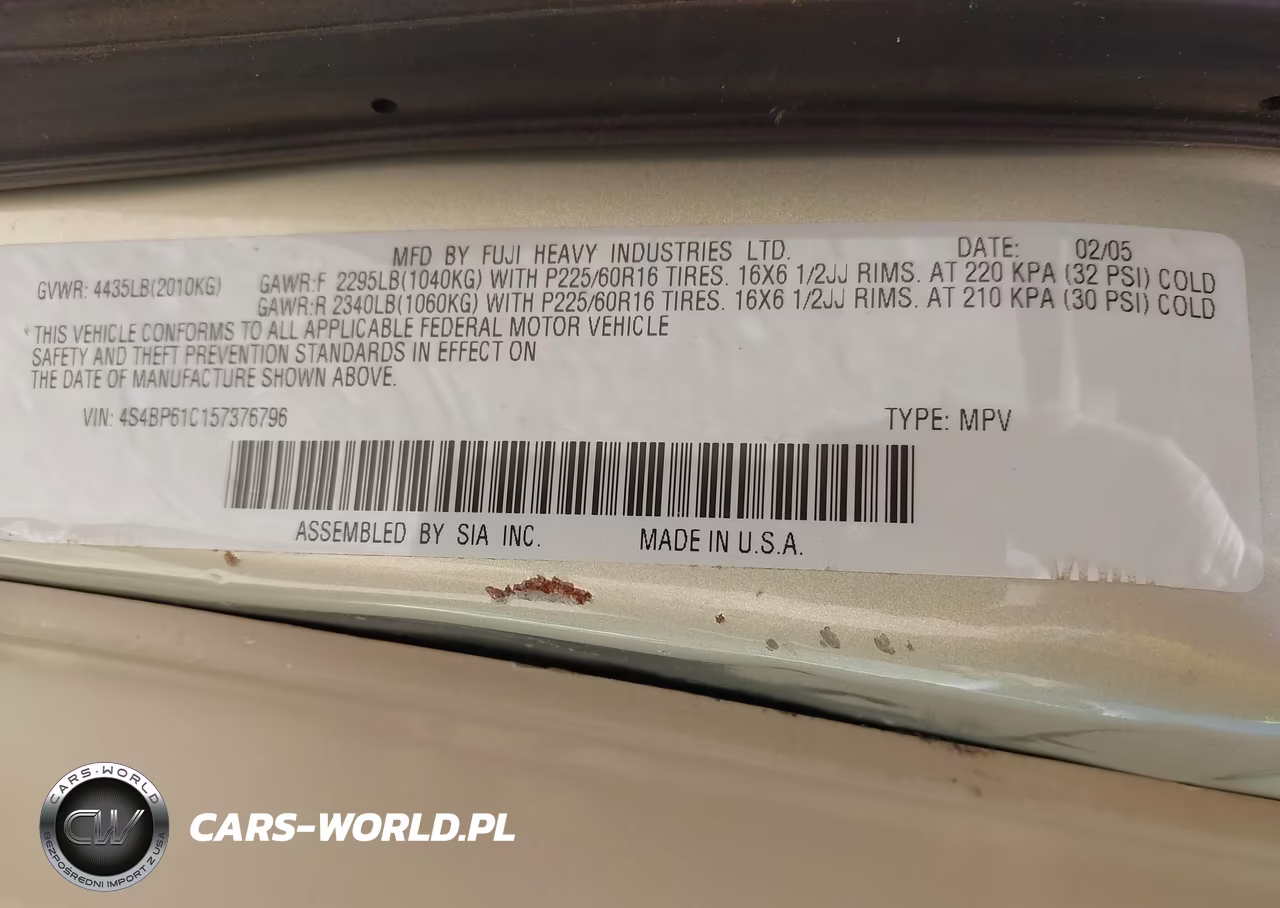 2005 Subaru Outback 2.5I VIN:4S4BP61C157376796 - 9