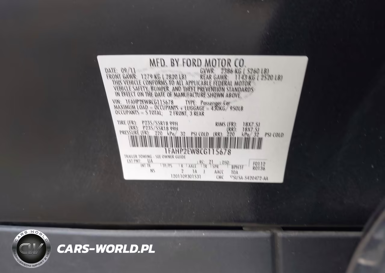 2012 Ford Taurus Sel VIN:1FAHP2EW8CG115678 - 9