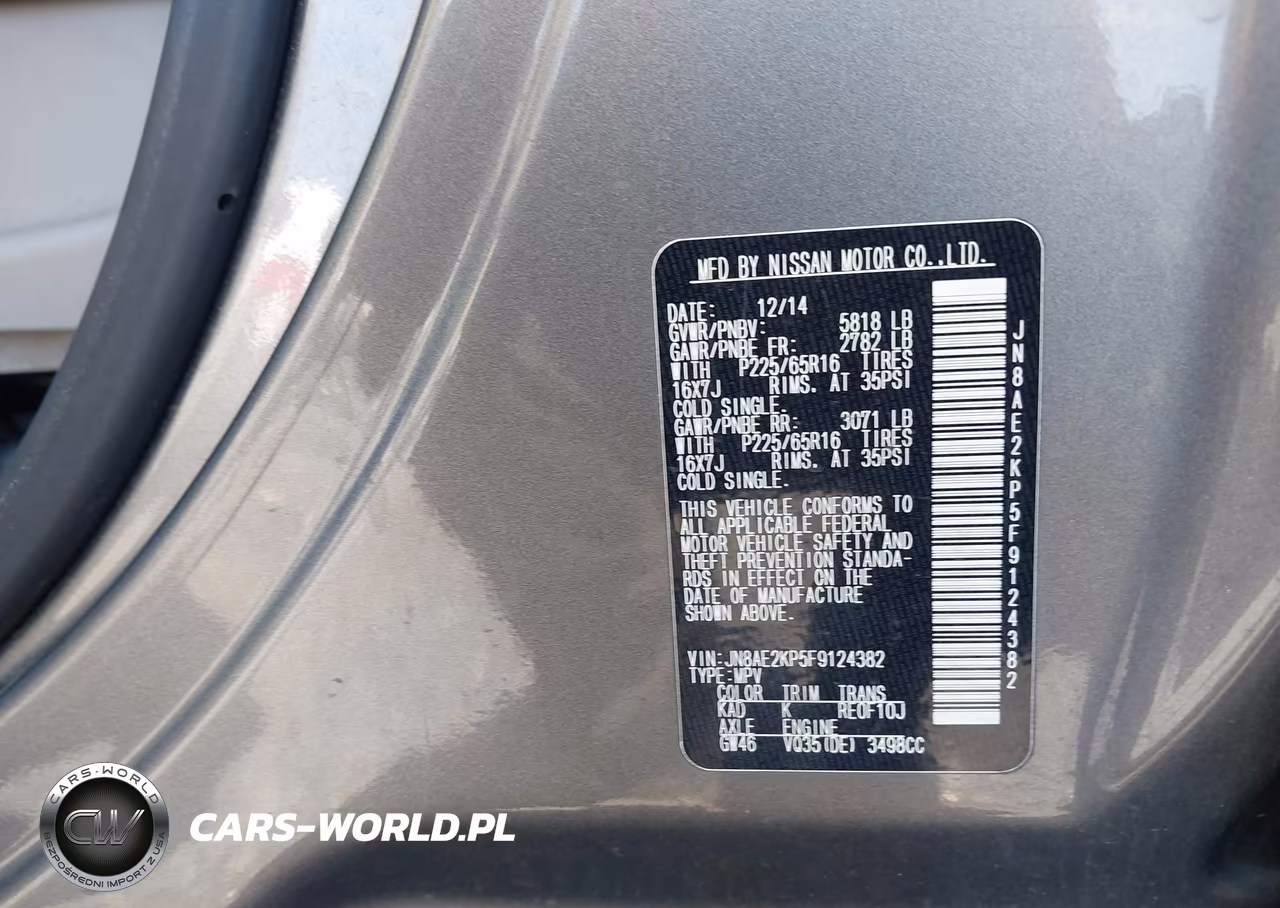 2015 Nissan Quest Sv VIN:JN8AE2KP5F9124382 - 9