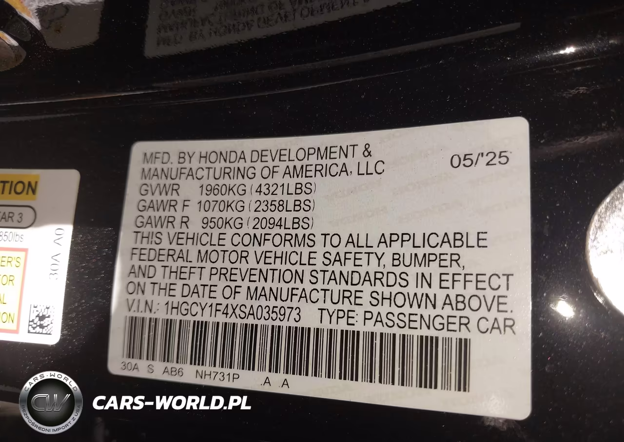 2025 Honda Accord Se VIN:1HGCY1F4XSA035973 - 9