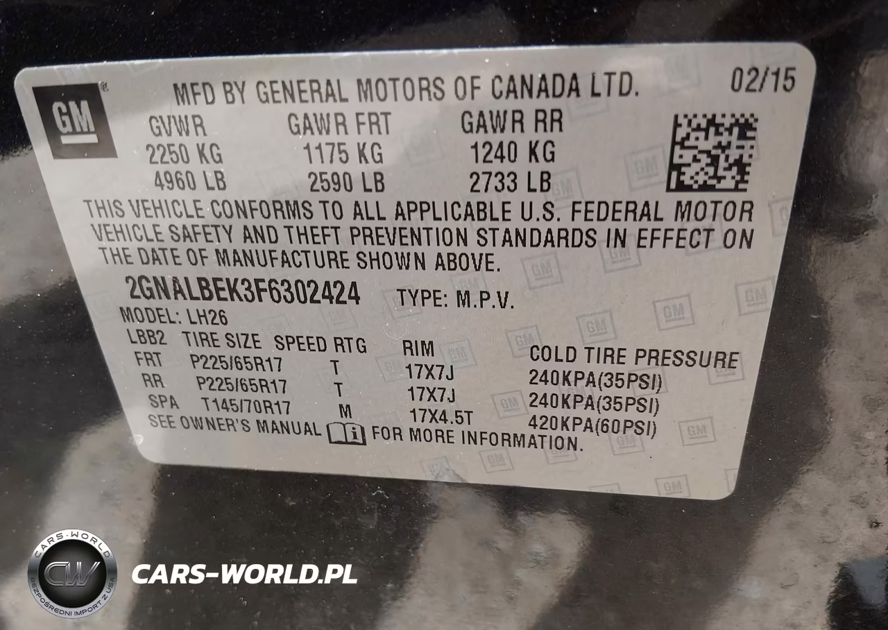2015 Chevrolet Equinox 1Lt VIN:2GNALBEK3F6302424 - 9