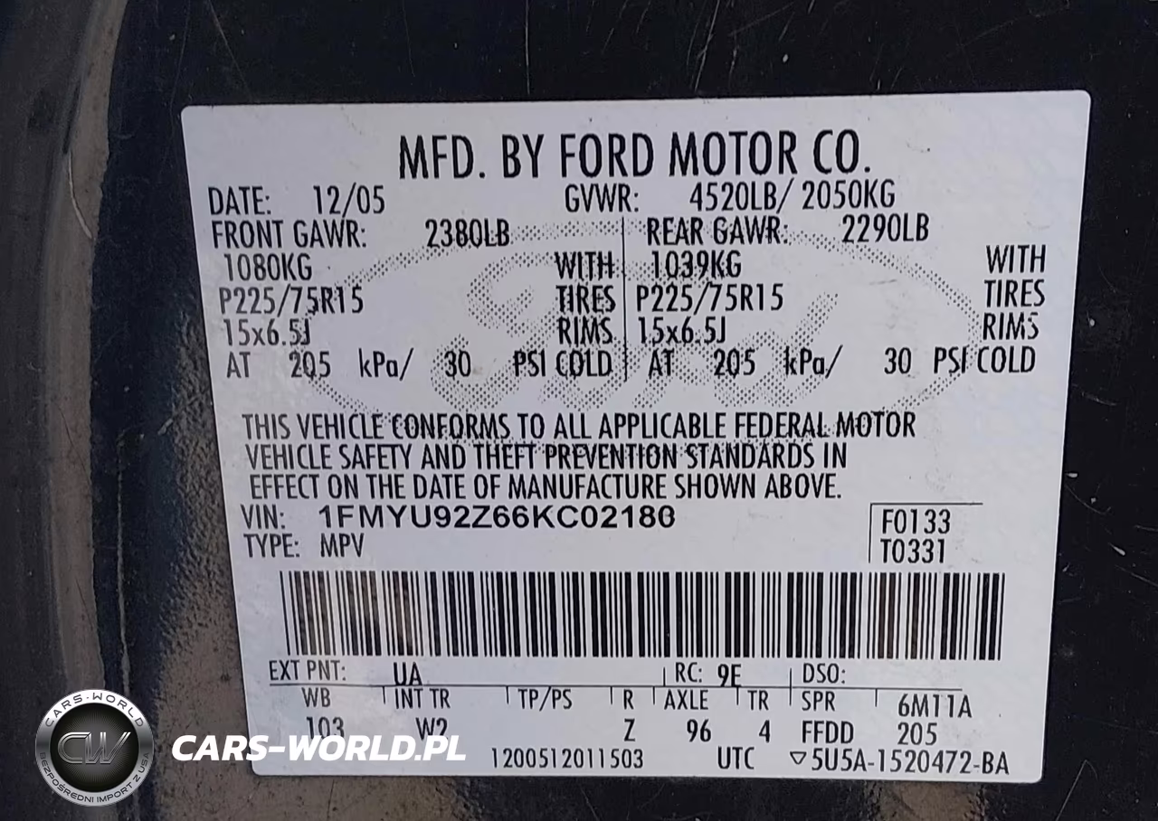2006 Ford Escape Xls-Xls Manual VIN:1FMYU92Z66KC02180 - 9