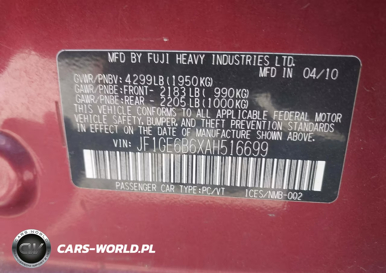 2010 Subaru Impreza 2.5I Premium VIN:JF1GE6B6XAH516699 - 9