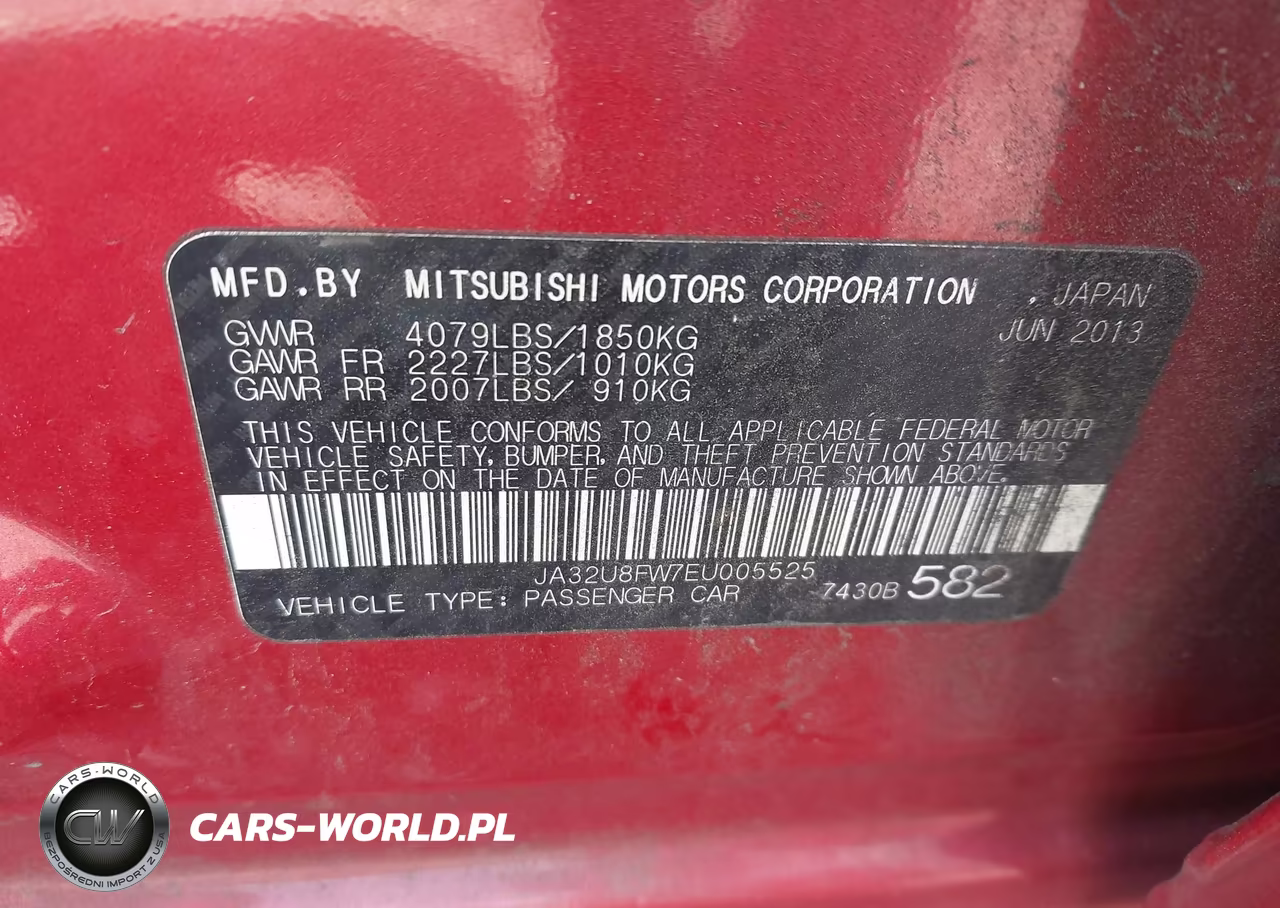 2014 Mitsubishi Lancer Gt VIN:JA32U8FW7EU005525 - 9