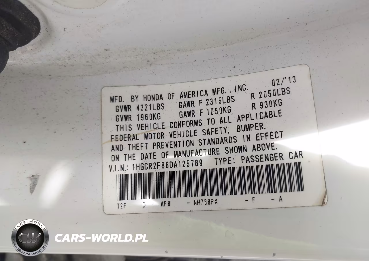 2013 Honda Accord Ex-L VIN:1HGCR2F86DA125789 - 9