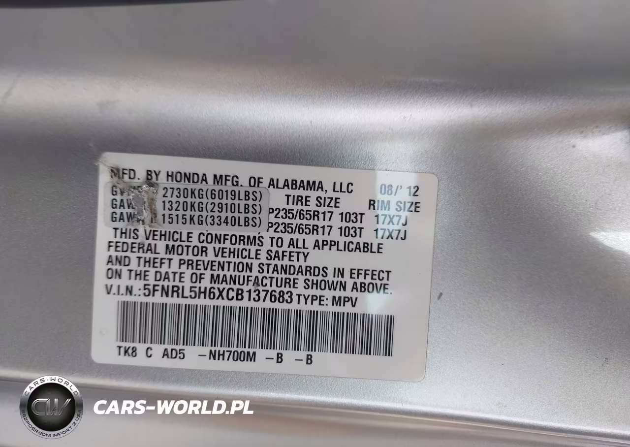 2012 Honda Odyssey Ex-L VIN:5FNRL5H6XCB137683 - 9