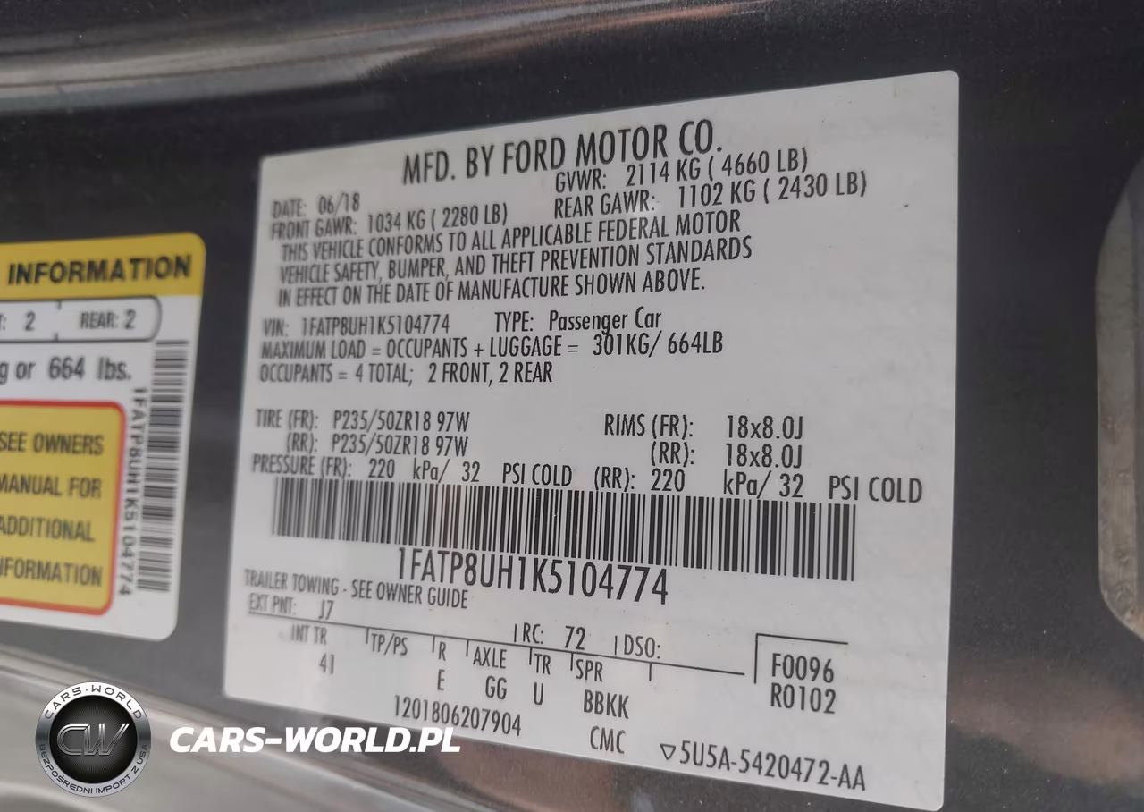 2019 Ford Mustang Ecoboost Premium VIN:1FATP8UH1K5104774 - 9