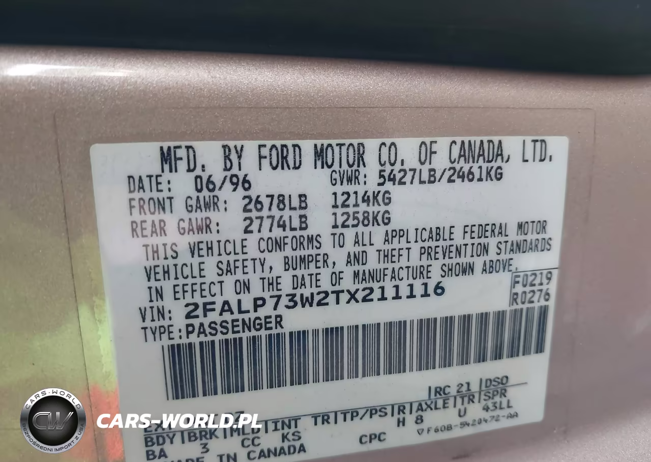 1996 Ford Crown Victoria VIN:2FALP73W2TX211116 - 9