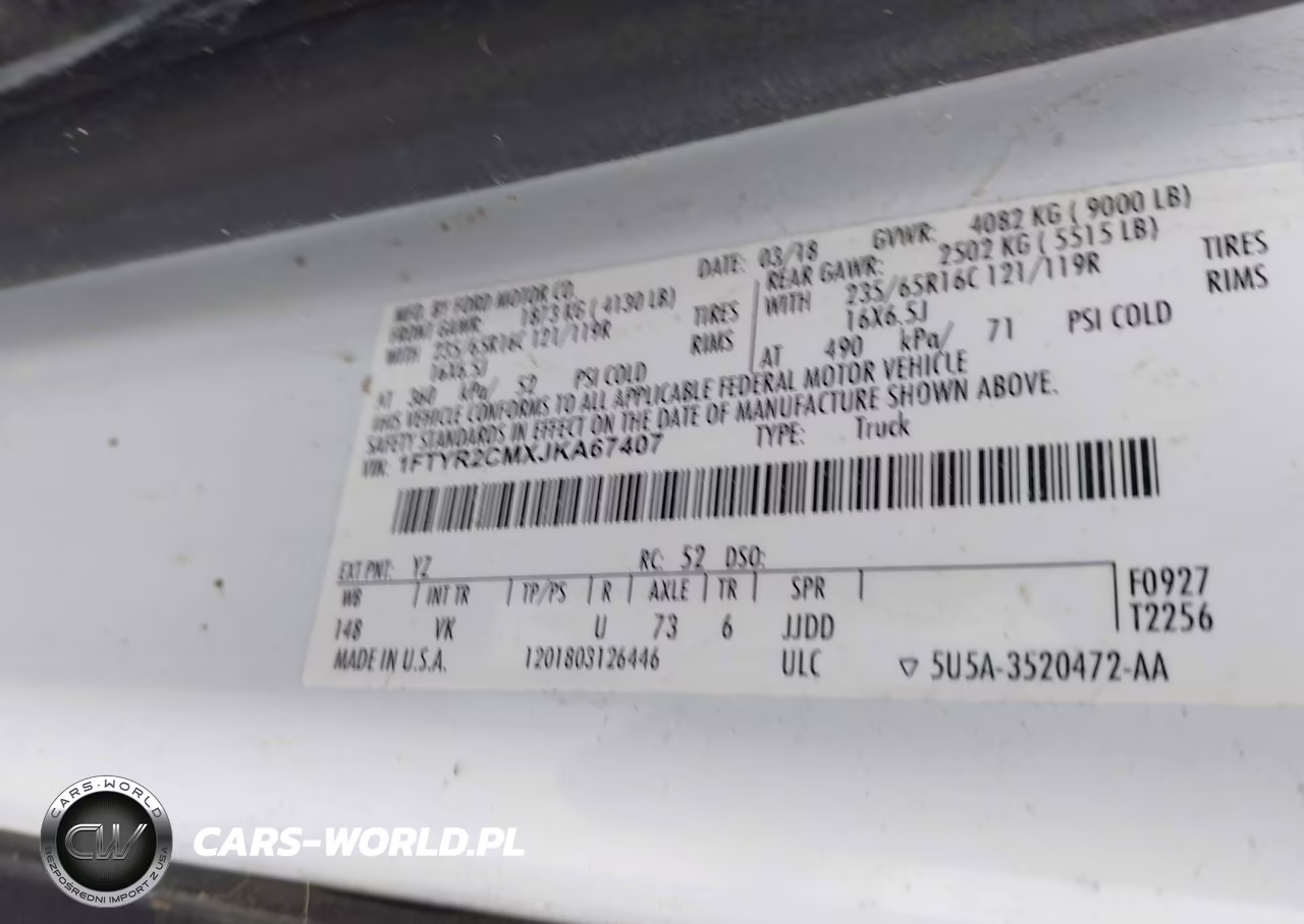2018 Ford Transit-250 VIN:1FTYR2CMXJKA67407 - 9