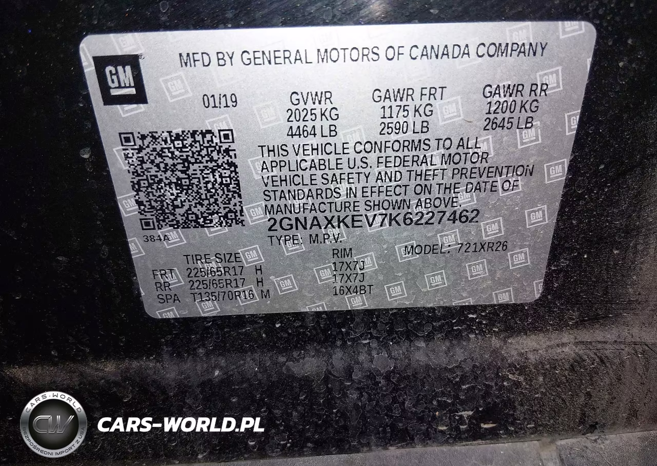 2019 Chevrolet Equinox Lt VIN:2GNAXKEV7K6227462 - 9