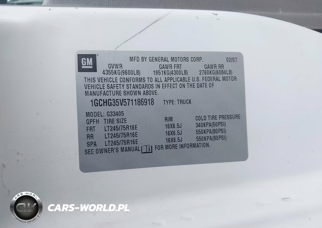 2007 Chevrolet Express Cargo Van Work Van VIN:1GCHG35V571186918 - 9