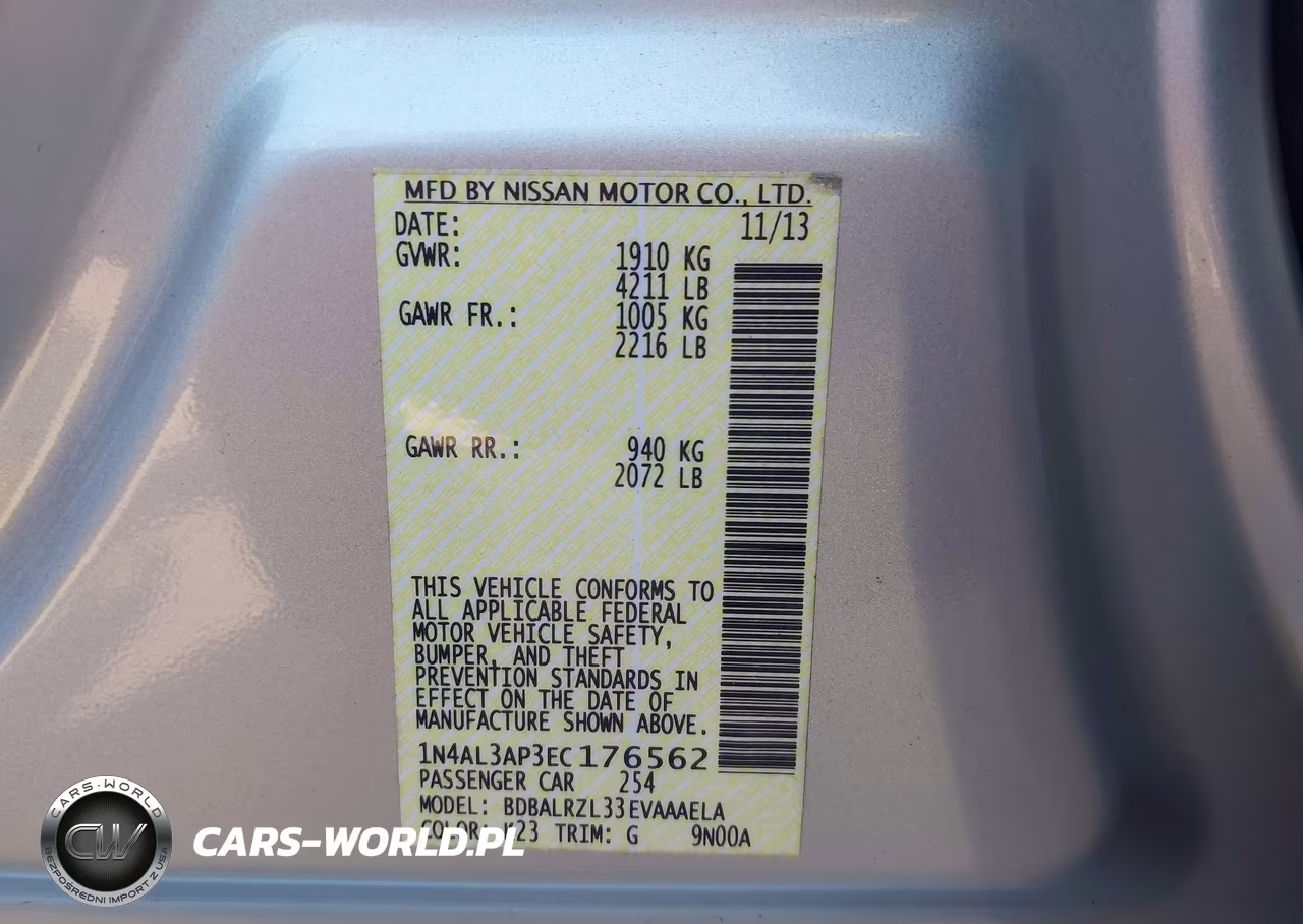 2014 Nissan Altima 2.5 S VIN:1N4AL3AP3EC176562 - 9