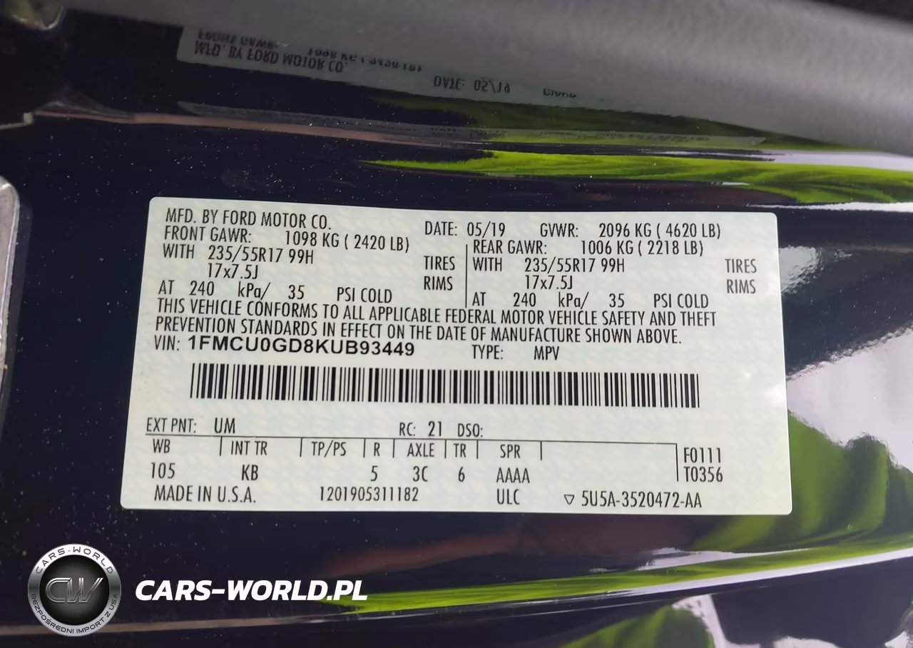 2019 Ford Escape Se VIN:1FMCU0GD8KUB93449 - 9