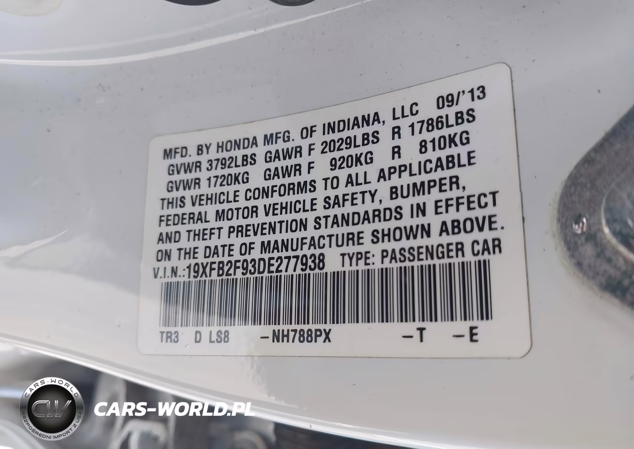 2013 Honda Civic Ex-L VIN:19XFB2F93DE277938 - 9