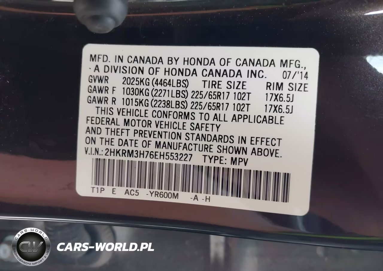 2014 Honda Cr-V Ex-L VIN:2HKRM3H76EH553227 - 9