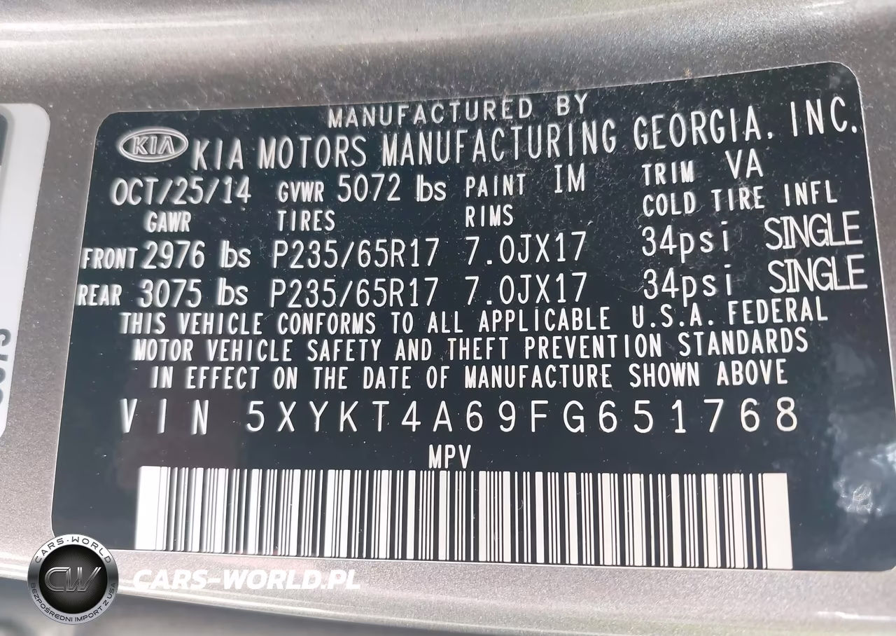 2015 Kia Sorento Lx VIN:5XYKT4A69FG651768 - 9
