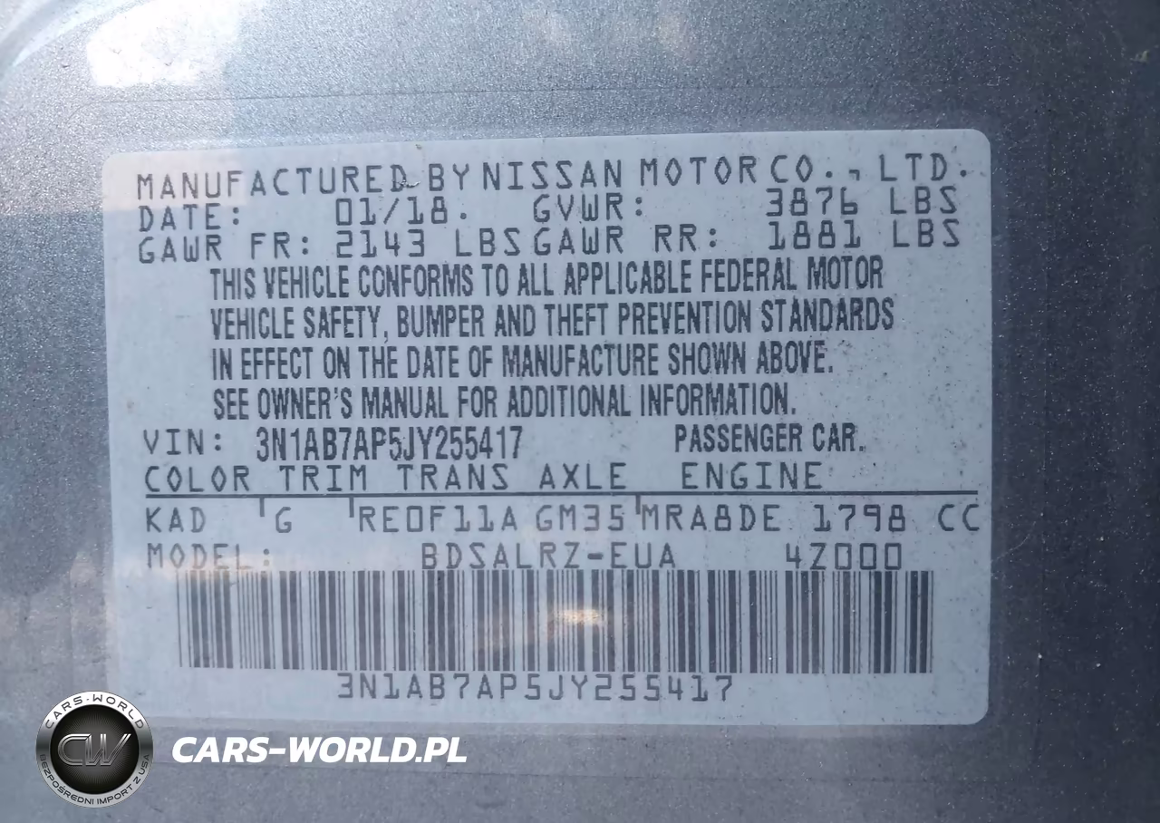2018 Nissan Sentra Sr VIN:3N1AB7AP5JY255417 - 9