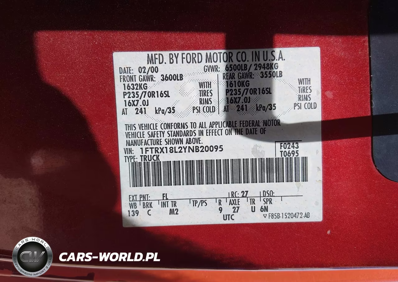 2000 Ford F-150 Lariat-Work Series-Xl-Xlt VIN:1FTRX18L2YNB20095 - 9